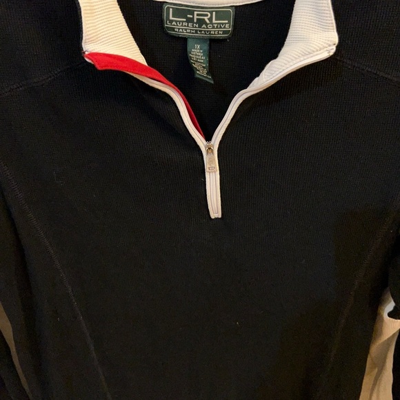 Ralph Lauren black, red, and white long-sleeve quarter-zip top. - Picture 4 of 7